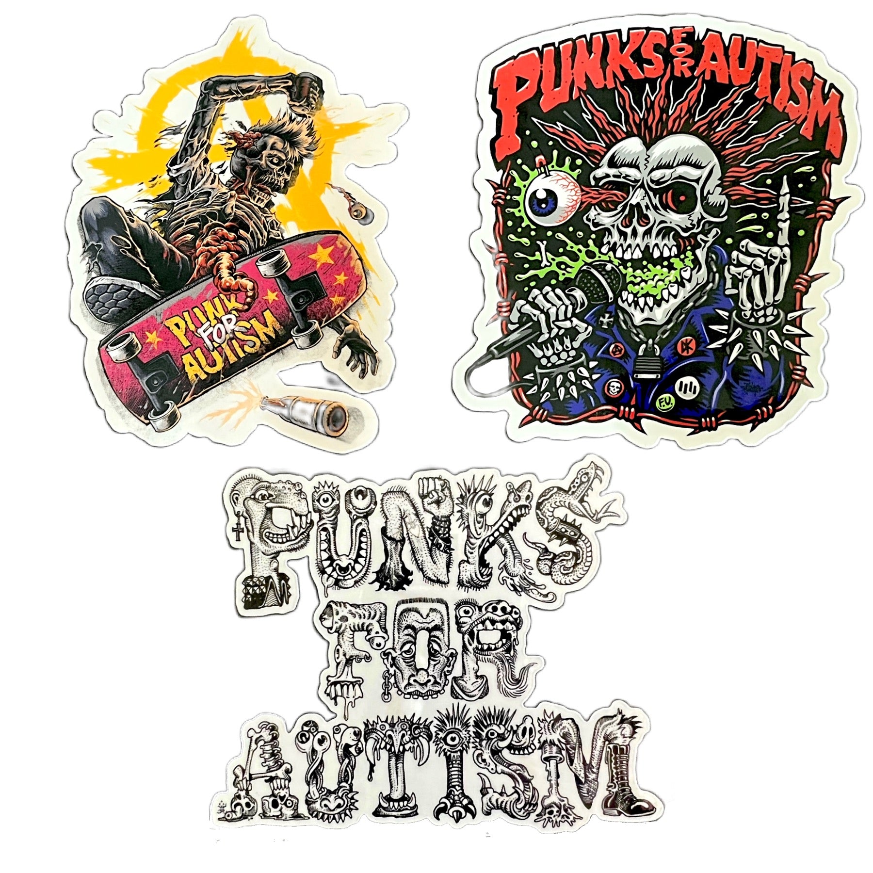 Punks for Autism - Set of 3 Stickers