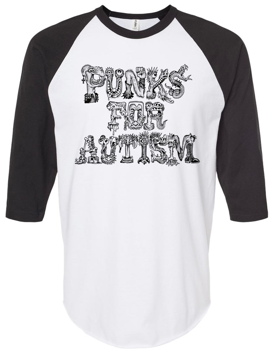 Punks for Autism - Punk Lettering - 3/4 Sleeve